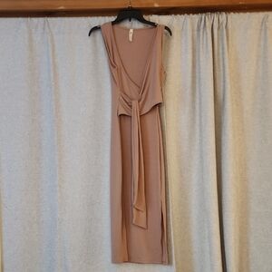 Vanilla Bay Taupe Midi Dress